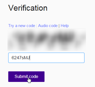 米Yahoo!アカウント認証コード入力画面