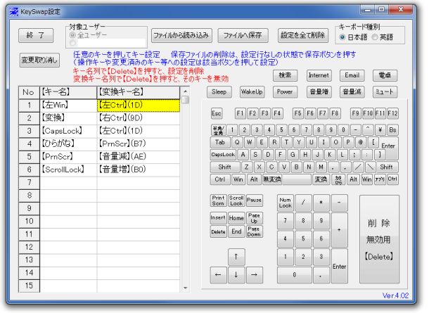 Keyswapの使い方と キーボード割り当て変更のおすすめ設定